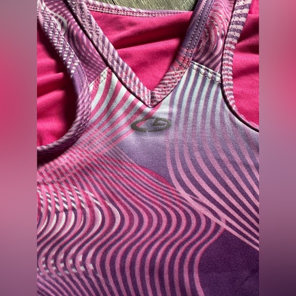 C9 by Champion Tri - Colored Built in Bra Swirl Patterned Tank Top Purple Pink - Picture 5 of 10